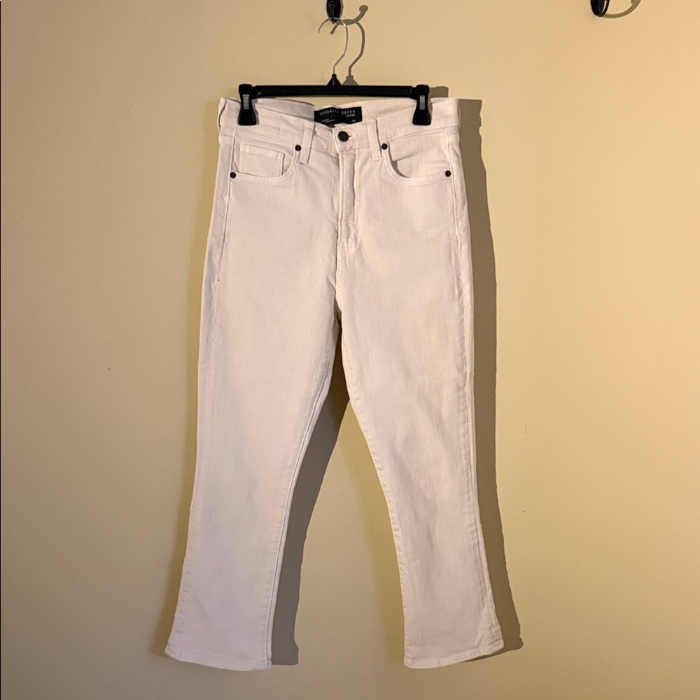 Veronica Beard Cream Straight Leg Jeans